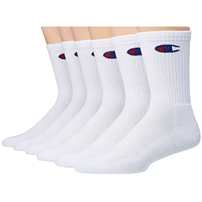 Image of Champion Double Dry 6 Pair Pack Logo Crew Socks