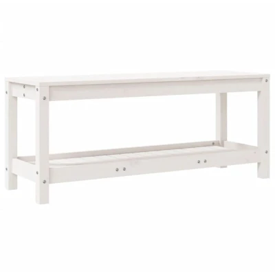 Image of vidaXL Garden Bench White 108x35x45 cm Solid Wood Pine