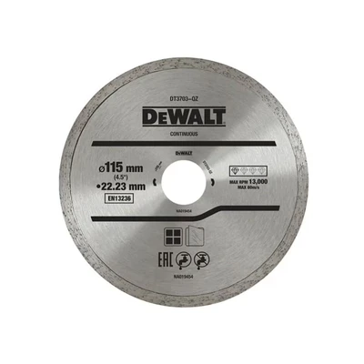 Image of DeWalt DT3711 Continuous Rim Diamond Cutting Disc 115 x 22.23mm