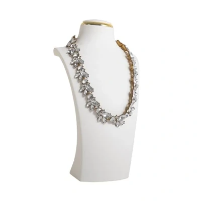 Image of GemeShou White Necklace display stands for selling, Velvet storage organizer, mannequin jewelry bust holder boutique store【White Medium height 26 cm】