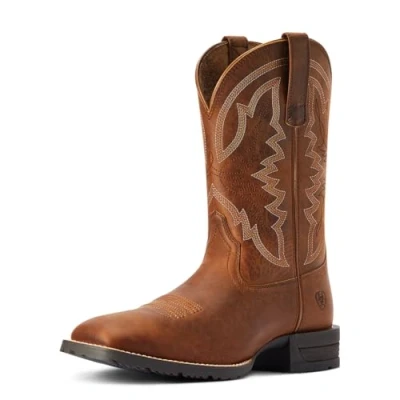 Image of ARIAT Hybrid Ranchwor X50 Cushion Durathred Western Men&#039;s Leather Mid Calf Boots (Brown Blue, UK 11)