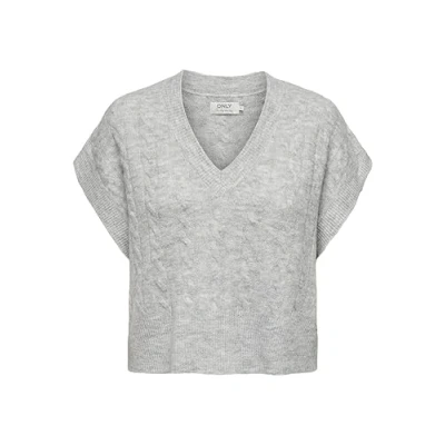 Image of ONLY Women&#039;s Onlmelody KNT Noos Vest Sweater, Light Grey Melange, S