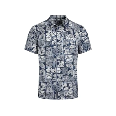 Image of Weird Fish Faraway Printed Shirt, Men&#039;s, Size: Large, Estate blue