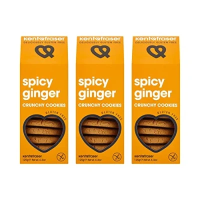 Image of Kent &amp; Fraser Gluten Free Spicy Ginger Crunchy Cookies 125g (Pack of 3)
