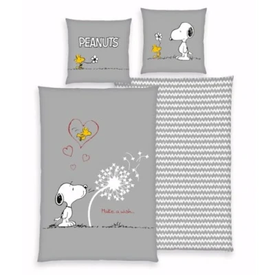 Image of Wild South Shop Peanuts Snoopy Bed Linen 80 x cm + 135 200 cm, 100% Cotton, Renforcé with Zip