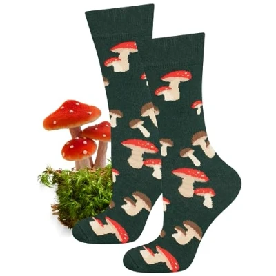 Image of soxo Mushroom Picker Socks Men Funny Women Gifts Mens Cotton Sock Ladies Gift Men&#039;s Presents 6.5 10.5 Mushrooms 1 Pair