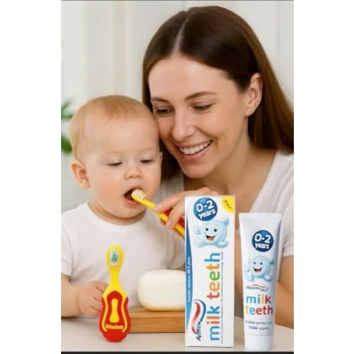 Image of Sanitral Baby&#039;s Oral Care Set Step by Baby Toothbrush 0 2 Years Supersoft Brush Extra Small Head, Gentle Brushing &amp; Cleaning and Milk Teeth Babies Toothpaste 50ml