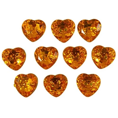 Image of Acrylic Crystal Effect Heart Shape Buttons 12mm Pack of 10 (Amber)