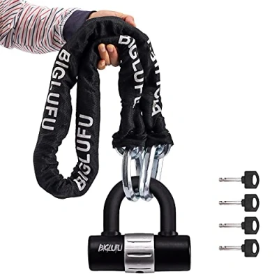 Image of BIGLUFU Bike Chain Lock, 120cm Long Heavy Duty Motorcycle 12mm Thick Cycling Lock High Security Locks for Bicycle, Motorcycle, Door, Gate, Fence, Scooter