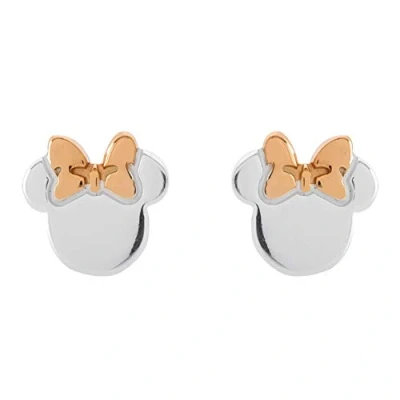 Image of Disney Minnie Mouse Jewelry for Women, Sterling Silver Stud Earrings; Mickey&#039;s 90th Birthday Anniversary, Two Tone