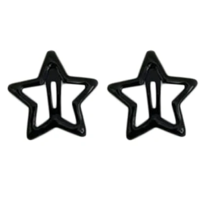 Image of xbiez 2pcs Black/Gray Star Shape Hairpins Hot Girls Metal Hair Clip Y2k Style Barrettes Cute for Teens