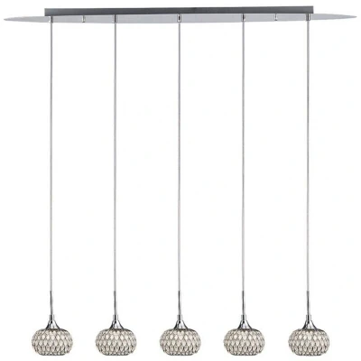 Image of Chelsie Ceiling Pendant 5 Light Line Polished Chrome, Clear Glass