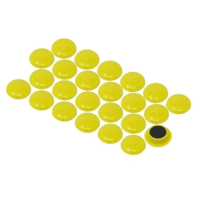 Image of Large Yellow Planning Office Magnets for Fridge, Whiteboard, Noticeboard, Filing Cabinet 40mm dia x 8mm high Pack of 12
