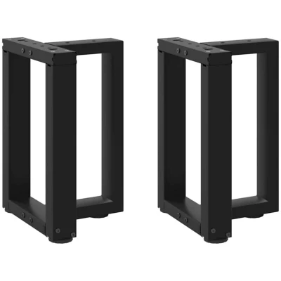 Image of vidaXL Coffee Table Legs T Shaped Steel Black Adjustable Foot Levelers 38x25x(42 43) cm