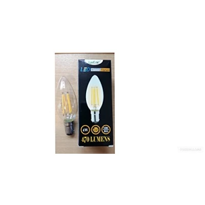 Image of 4 Watt LED Clear Candle Filament Light Bulb SBC B15 Small Push in Pack of 2
