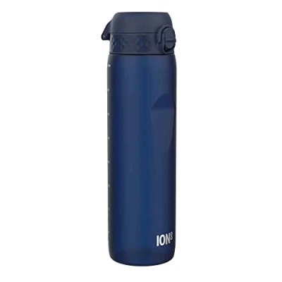 Image of Ion8 1 Litre Water Bottle, Leak Proof, Flip Lid, Carry Handle, Rapid Liquid Flow, Dishwasher Safe, BPA Free, Soft Touch Contoured Grip, Ideal for Sports and Gym, Carbon Neutral Recyclon, Navy Blue