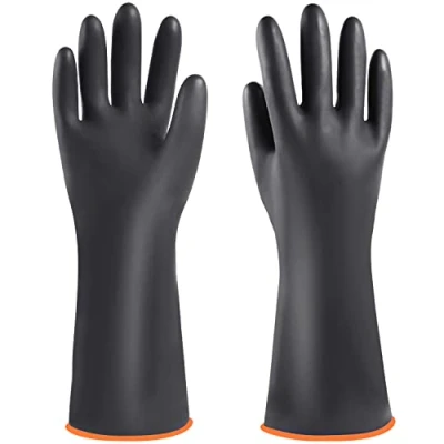 Image of Eiito Heavy Duty Rubber Gloves,Gauntlet Chemical Resistant Gloves Industrial Protective Gauntlets Safety Work Gloves,Acid &amp; Alkali Protection, Non Slip(35cm)