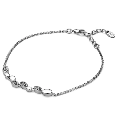 Image of Orovi Sterling Silver Women&#039;s Bracelet with Extension Chain (3cm) Cubic Zirconia Gems (Jewellery Set)