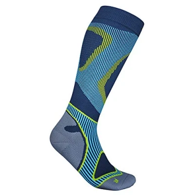 Image of Bauerfeind Men&#039;s Performance, 1 Pair of Sports Running and Fitness, Knee Socks Targeted Compression Zone, Blue, 7 8.5 / M