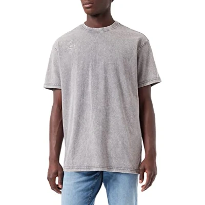 Image of Build Your Brand Men&#039;s Acid Washed Heavy Oversized Tee T Shirt, Asphalt, M UK