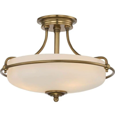 Image of Griffin 3 Light Semi Flush Weathered Brass, E27
