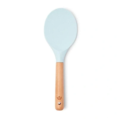 Image of Yum Asia Premium Rice Spatula with Beech Wood Handle and Silicone (Spoon Spatula, Sky Blue)
