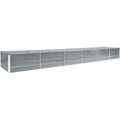 Image of vidaXL Raised Planter Galvanised Steel Grey 480 x 80 45 cm