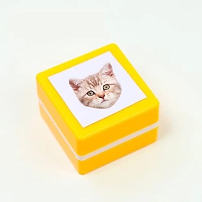 Image of Custom Pet Stamp Self Inking Gifts for Lover,Custom Stamp,Custom Portrait Stamp,Personalised Ink (Yellow,Simple Model 1)