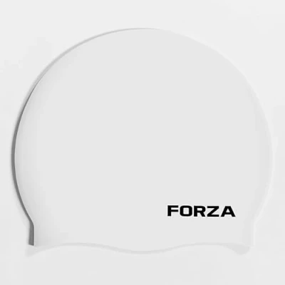 Image of FORZA Kids’ Swimming Caps Premium Silicone Swim Hats for Children Aged 3 13 Comfortable, Durable, &amp; Splash Proof Available In 5 Multiple Pack Sizes (1, White, S)