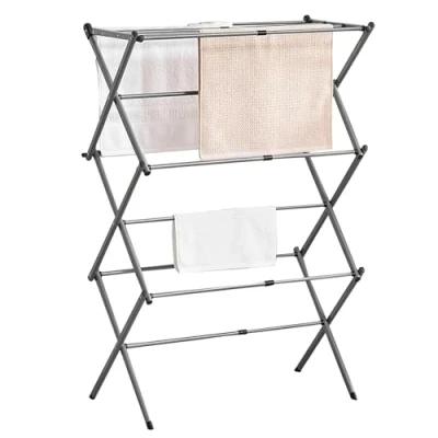 Image of DANIEL JAMES Housewares 3 Tier Foldable Clothes Airer, Dryer Maiden, Airer Laundry Drying Rack, Washing Line, Folding Indoor Outdoor