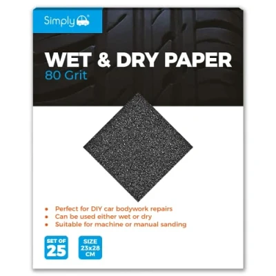 Image of 10x Simply Pack of 25 80 Grit Wet &amp; Dry Paper WD0080