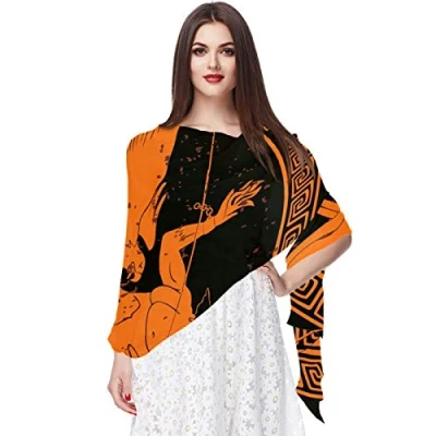 Image of Eslifey Ancient Greek God Prometheus Silk Scarf Chiffon Scarves Lightweight Soft Shawl for Women Girls Ladies
