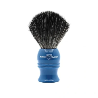 Image of Edwin Jagger 1EJ333SYN Classic Black Synthetic Fibre Eco Friendly Vegan Exfoliating Shaving Brush for Cream or Soap Men and Women (Blue)