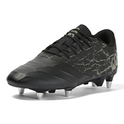 Image of Canterbury Unisex Phoenix Genesis Team Soft Ground Rugby Boots, Black/Gravity Grey, 3.5 UK