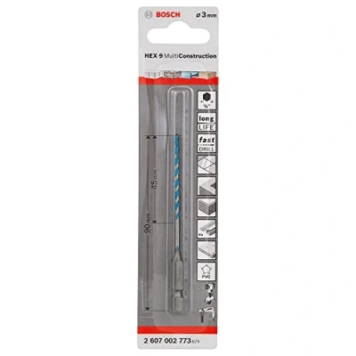 Image of Bosch 2607002773 Multi Purpose Drill Bits Hex 9 Construction 3 X 45 90Mm