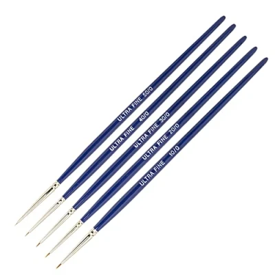 Image of Modelcraft Ultra Fine Detail Brush Set, Blue, (10/0, 20/0, 30/0, 40/0, 50/0)