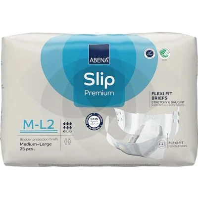 Image of Abena Slip Flexi Fit Premium Incontinence Briefs, Level 2, (Medium to Extra Large), Medium/Large, 25 Count