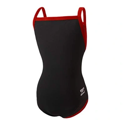 Image of Speedo Women&#039;s Swimsuit One Piece Endurance+ Flyback Block Adult Team Colors Black/Black