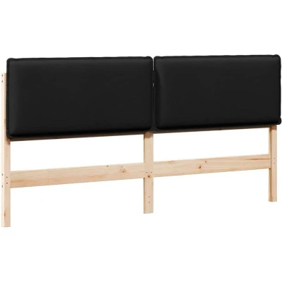Image of vidaXL Upholstered Headboard Natural and Black 200 cm Solid Pine Wood