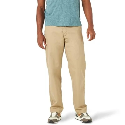 Image of Lee Men&#039;s Total Freedom Stretch Relaxed Fit Flat Front Pant Casual, Khaki, 33W x 29L