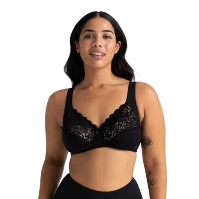 Image of DORINA Women&#039;s Georgina Soft Bra Cup Plain Everyday Bra, Black 44B (Manufacturer Size:44)