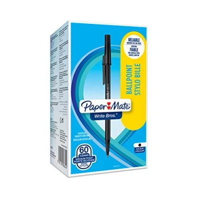 Image of PaperMate Medium Point (1.0 mm) Write Bros Ballpoint Pen, Black, Box of 60