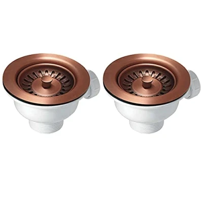Image of 2X 90mm Antique Copper Strainer Waste for Astini, RAK, Rangemaster Ceramic Sink