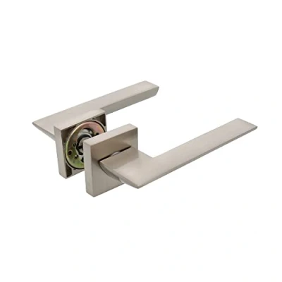 Image of Amig Set of Door Handles ZAhora Model 52 x 146 mm with Keyhole Elegant and Simple Design Ergonomic Grip Handle Satin Aluminium