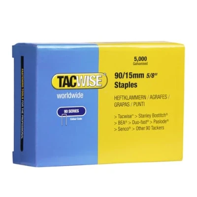 Image of Tacwise 0306 Type 90 / 15 mm Galvanised Narrow Crown Staples, Pack of 5000