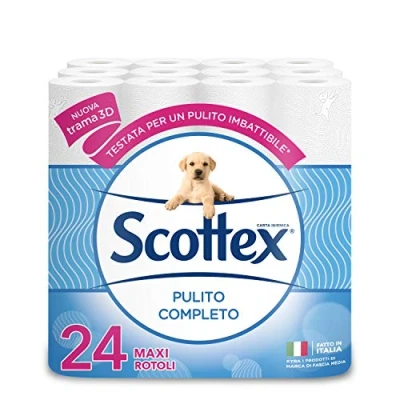 Image of Scottex Clean Toilet Paper Set, Pack of 24 Maxi Rolls
