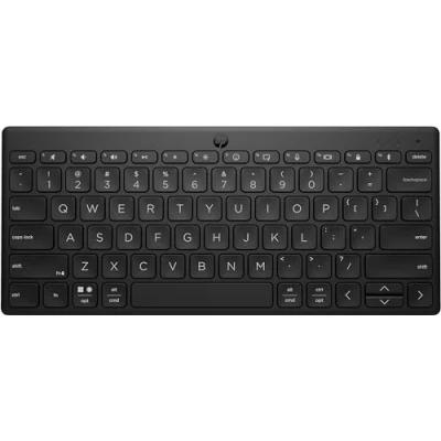 Image of HP 350 Compact Bluetooth Keyboard. Connect up to 3 devices via 5.2, Multi OS, with SMART shortcuts, dictation and emoji keys, 2 years battery, made from 60% recycled materials, Black