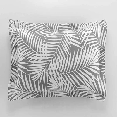 Image of douceur d&#039;intérieur, Botania Grey Flat Ruffle Pillowcase (50 x 70 cm) 100% Cotton