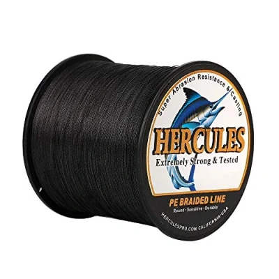Image of Hercules Braided Fishing Line 1500m 1640yds 6lbs 100lbs Pe Superline 4 Strands (Black 8lb/3.6kg 0.10mm)