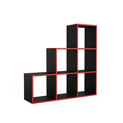 Image of Vicco Staircase shelf, Black/Red, 105 x 107.5 cm